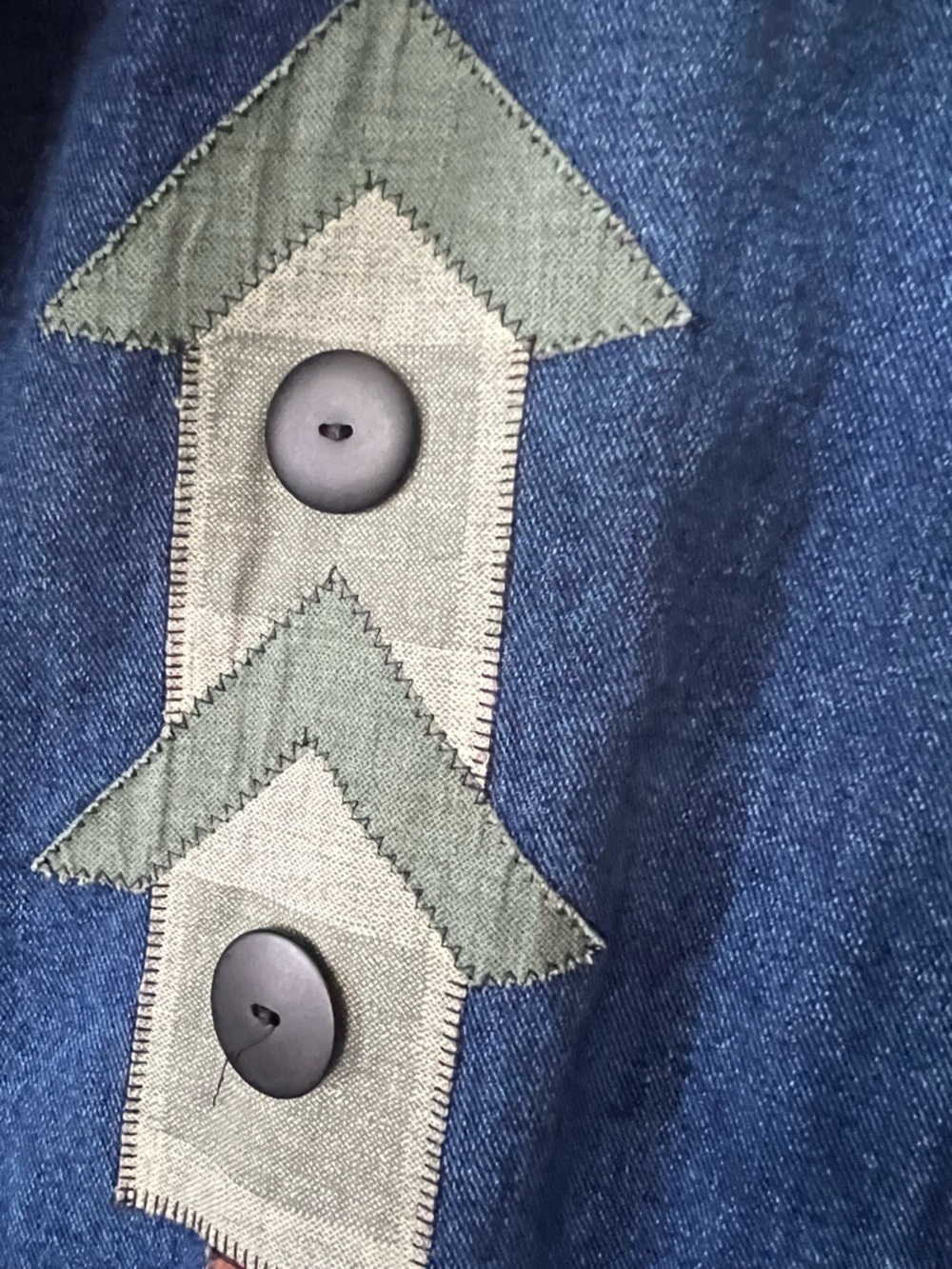 Vintage Haiks Women's Blue Denim Chore Jacket with Appliqué Birdhouse Motif/Lg - Picture 3 of 5